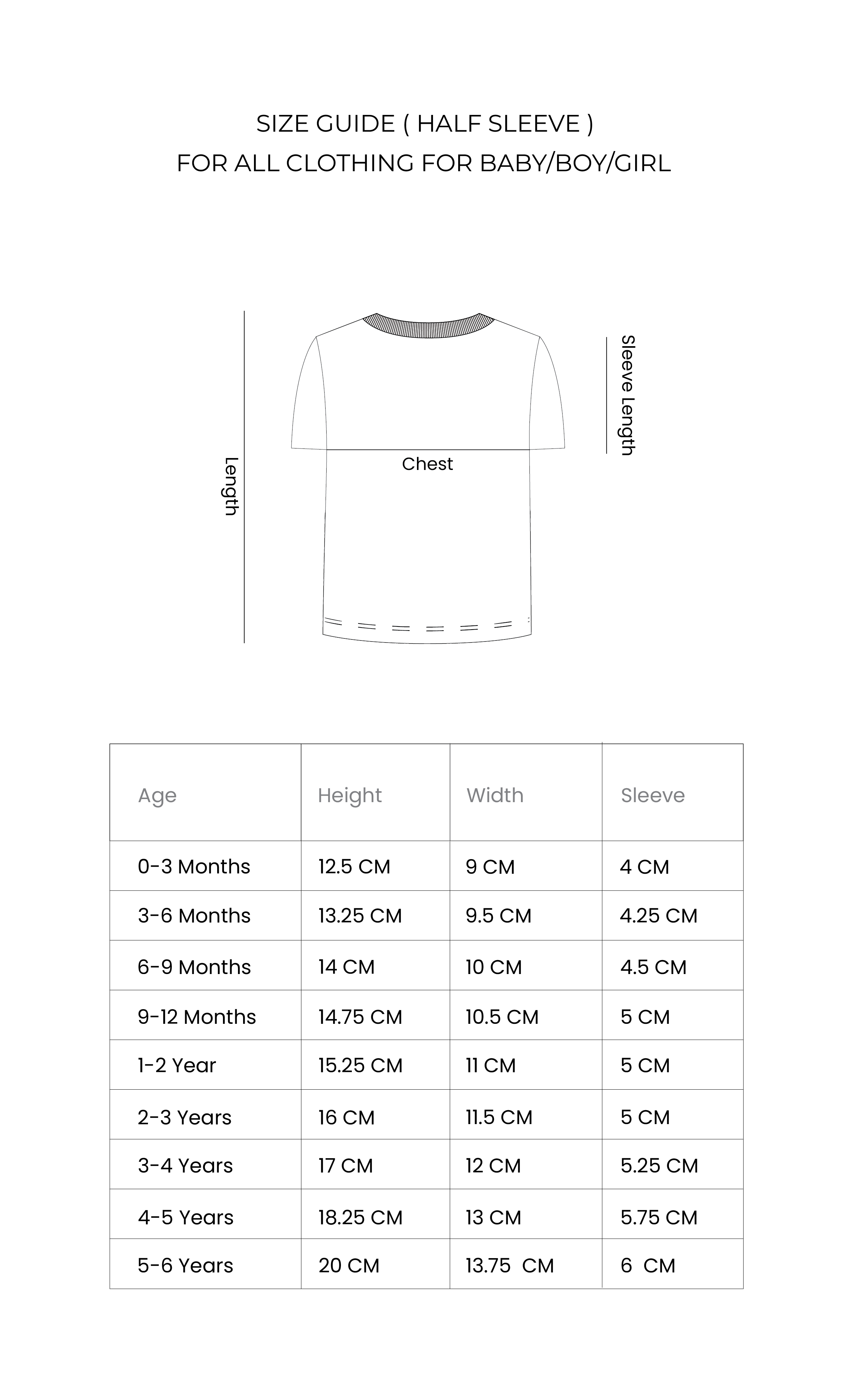 Size Chart for Forgotten Beast